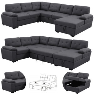 Latitude Run® Upholstered Sectional Sleeper Sofa & Chaise & Reviews ...