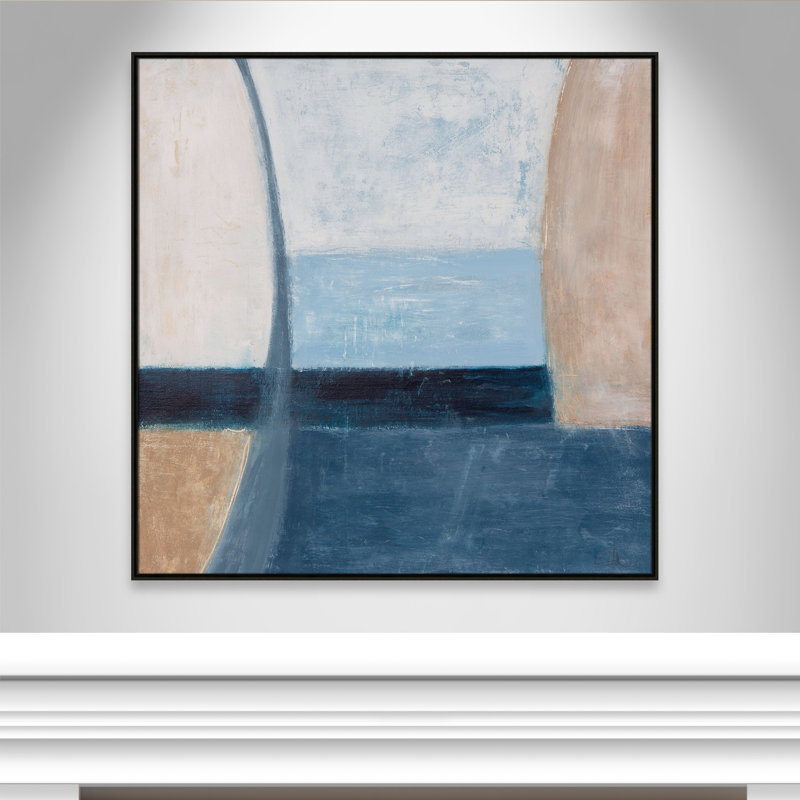 Beach Deco - Square Version Print by Casa Fine Arts, Espresso Floater Framed, 46.5" H x 46.5" W