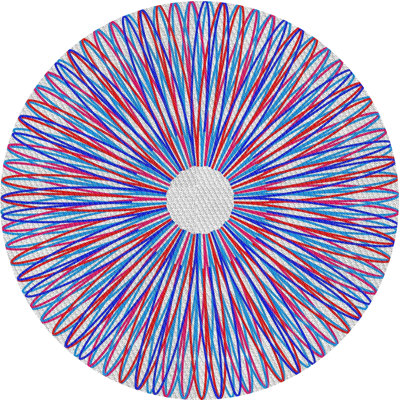 Tapis bleu/rouge à motifs