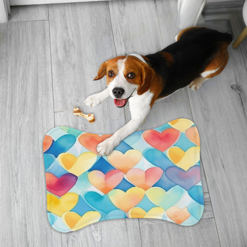 Watercolor Love - Tapis d'alimentation en forme d'os