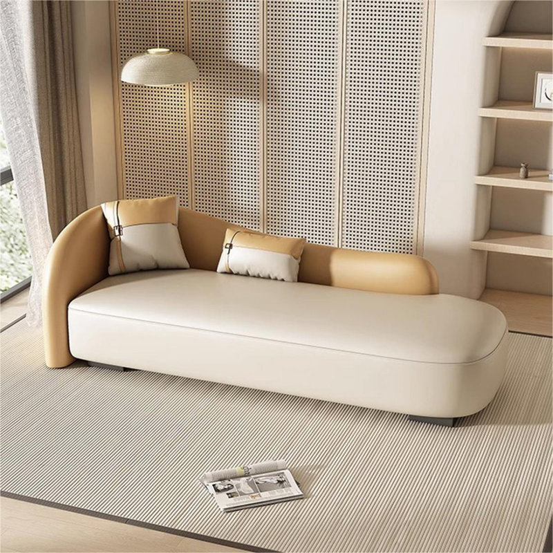 Banc rembourré blanc crème, H 30,71 po x l 70,87 po x P 30,71 po, Blanc crème / orange / noir