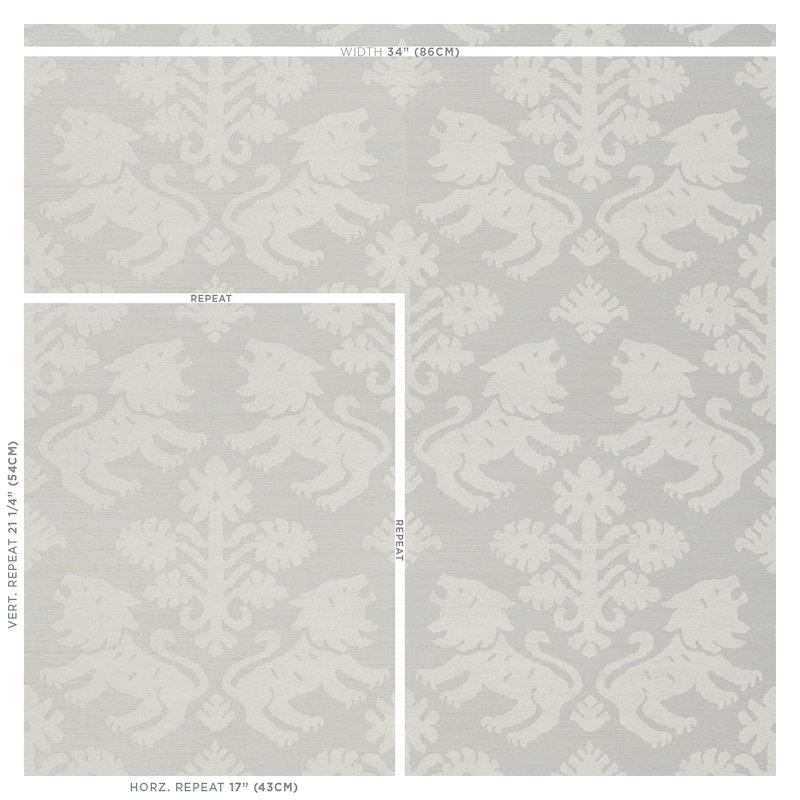 Papier peint Regalia Sisal, Ivoire sur argent