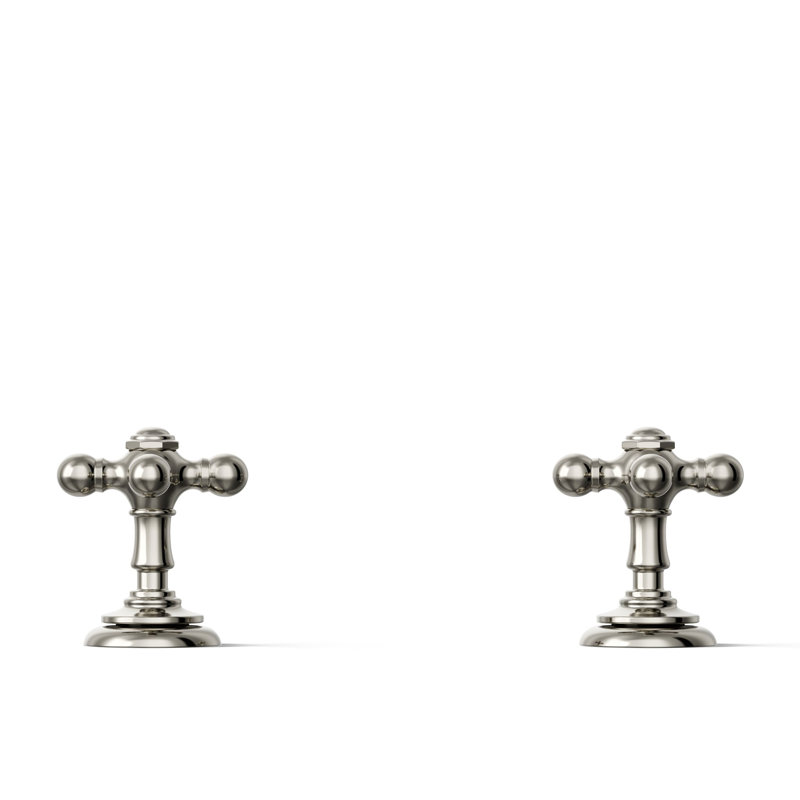 Poignées en croix pour lavabo de salle de bain Artifacts, Nickel poli éclatant