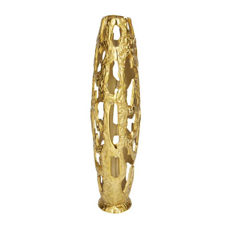 Gold Aluminum Hollow Design Decorative Centerpiece Vase
