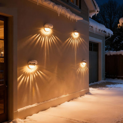 Solar Powered Integrated LED Deck Light Pack Solar Wall Lights for Fence, Yard, Patio, Pathway