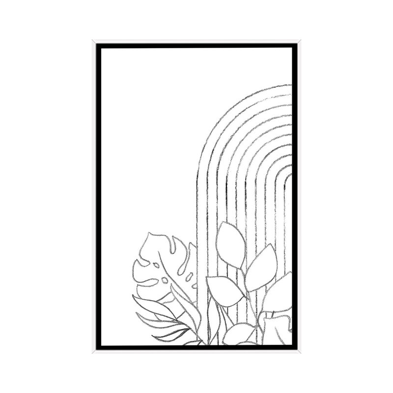 " Botanical Line Art ", No Matte, 26'' H x 18'' W x 1.5'' D, White Framed Canvas