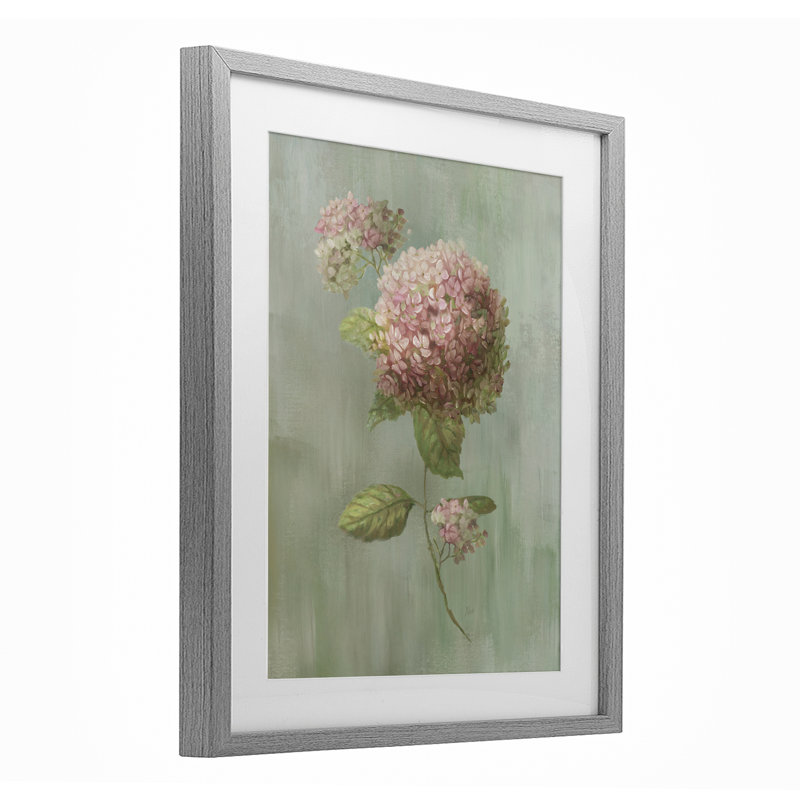 Simple hydrangea boisseau, impression sous verre encadrée, design par Nan, Cadre de ferme gris sous verre Farmhouse, 21 x 17