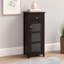 Armoire d'appoint de rangement autoportante avec porte en verre gaufré, tiroir et tablettes