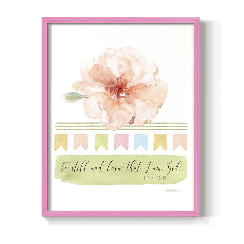 Be Still Framed Print - Solid Wood, 11" H x 9" W, Pink