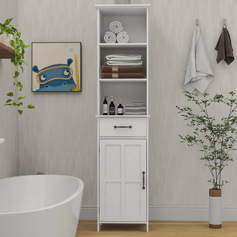 Armoire sur pied avec 1 porte et 1 tiroir - blanc