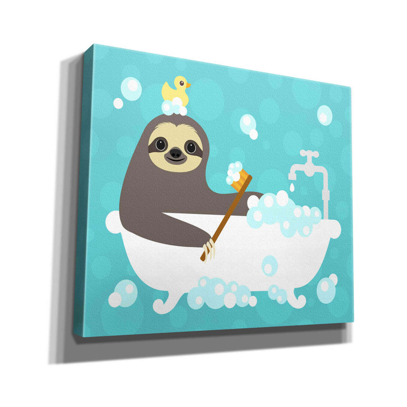 «Scrubding Sloth» par Nancy Lee, art mural sur toile, H 26 po x l 30 po x P 1,5 po
