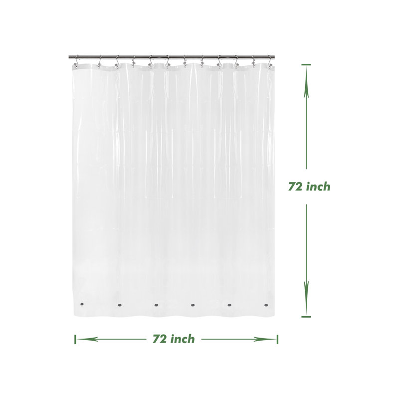 8G PEVA Solid Color Single Waterproof Shower Curtain Liner, Clear, 72"H x 72"W