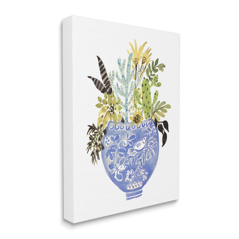 «Whimsical Botanicals Ornate Planter Floater», art mural sur toile par Karen Fields, H 40 po x l 30 po x P 1,5 po