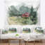 Paysage, aquarelle, maison, montagnes Aad, tapisserie-28492050