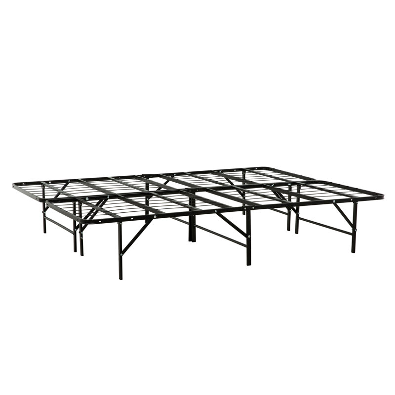 Base de lit plateforme en métal - Base de lit matelas, Noir, Double