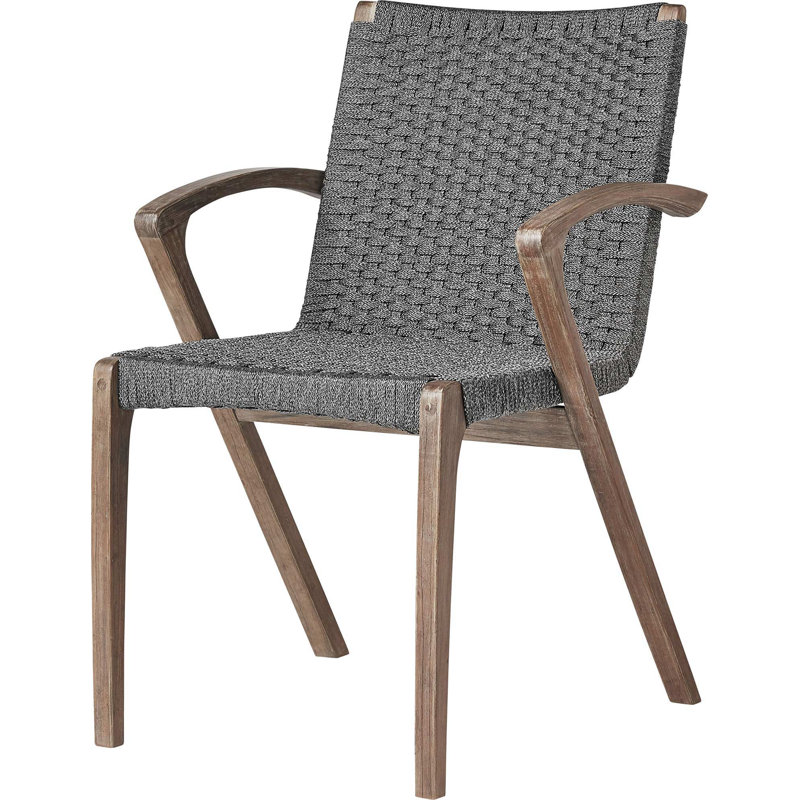 Verge Outdoor Dining Armchair, Shades of Gray Cord and Distressed Eucalyptus