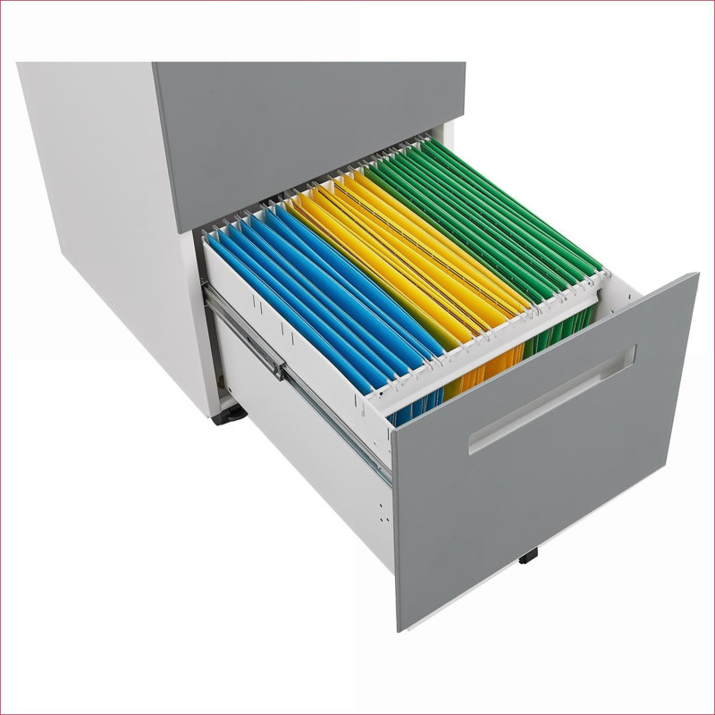 Classeur mobile à 2 tiroirs, classeur roulant pour format lettre / A4 avec 5 roulettes, GRIS (armoire)