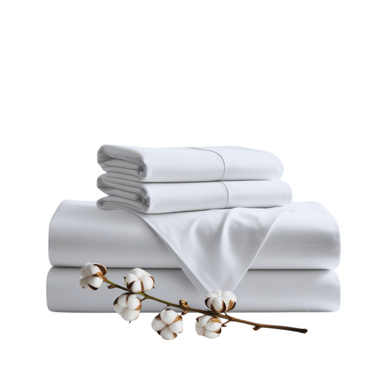 Ensemble de draps 4 pièces Luxury, Ensemble de draps pour très grand lit avec 2 taie, Blanc