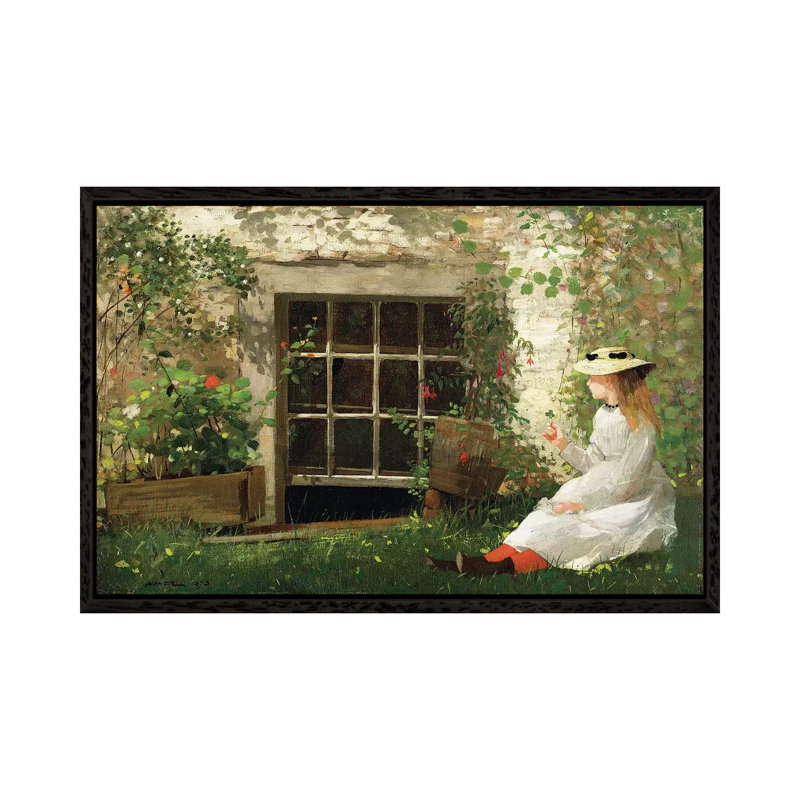 The Four Leaf Clover, 1873 by Winslow Homer - Painting on Canvas, Black Framed, 66.04cm H x 101.6cm W x 3.81cm D