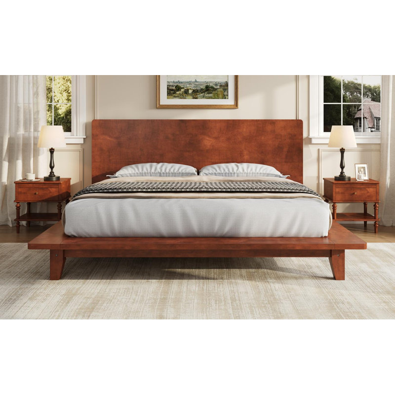 Solid Wood Platform Bed, Brown