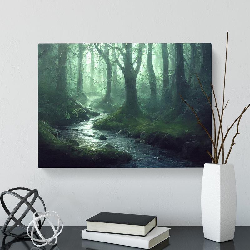 Cosmopolitan Forest Stream - Wrapped Canvas Painting, 50cm H x 76cm W x 3cm D