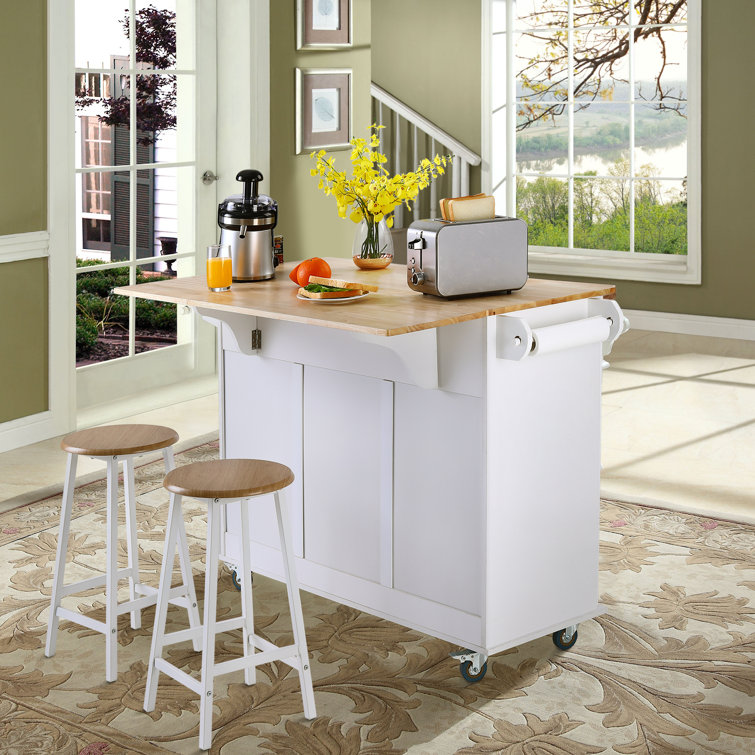 Aadrith 44'' Width Black Kitchen Island Lark Manor Base Finish: White