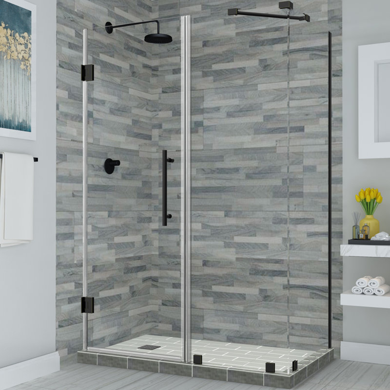 Cabine de douche rectangulaire à charnière sans cadre 32,38 po x 72 po Bromley