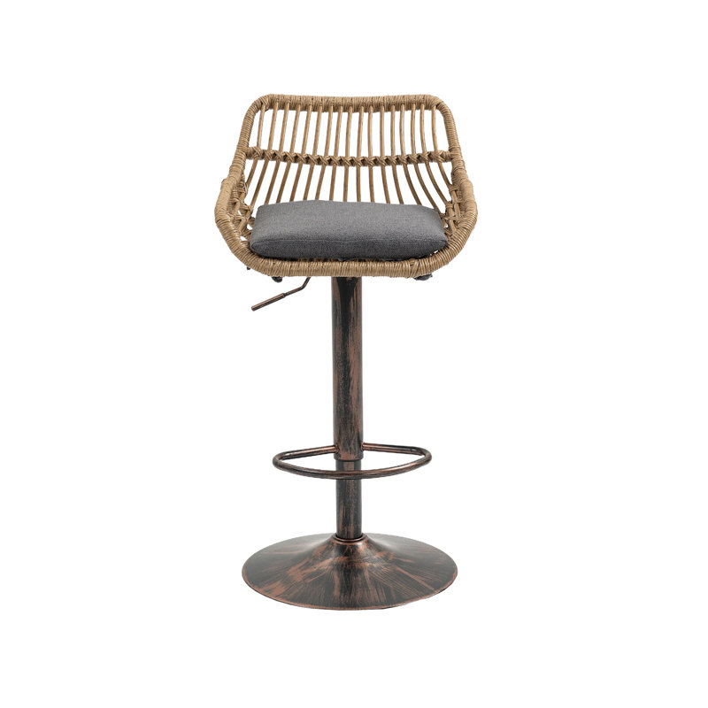 Swivel Upholstered Adjustable Height Counter Stool, Grey