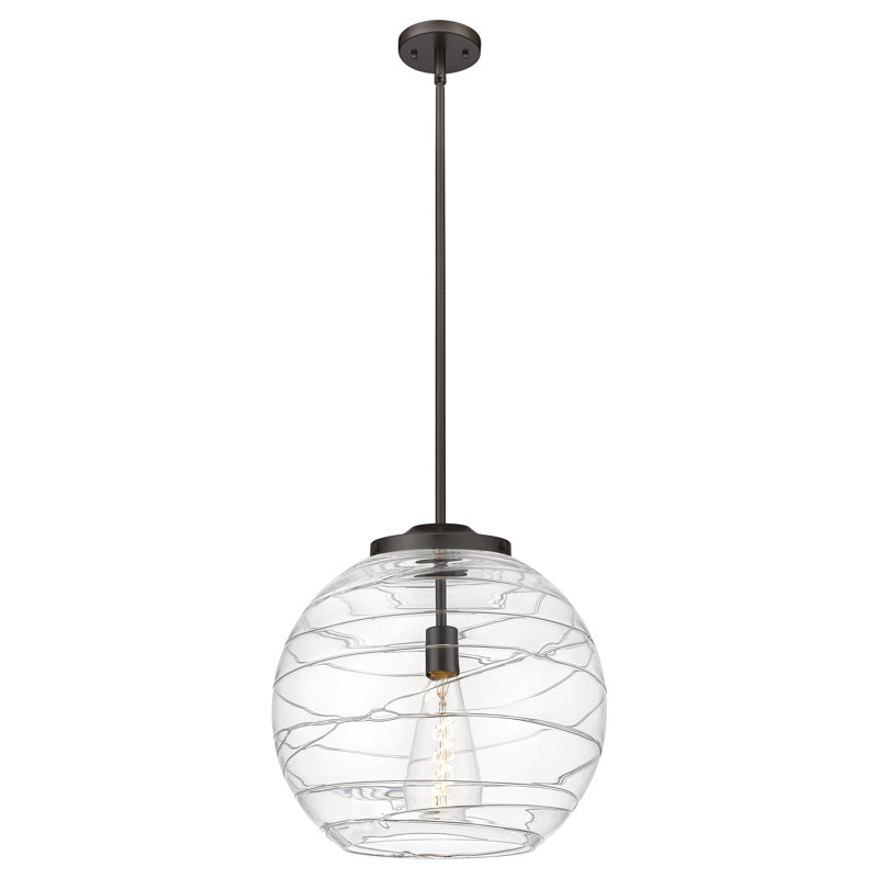 Luminaire suspendu sphérique 1 lumière Cindi, Bronze frotté à l'huile