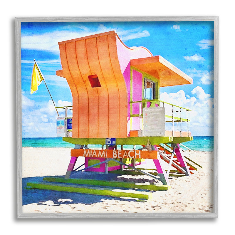 «Dovecove Miami Beach Orange Hut», art de la giclée par LSR Design Studio, H 24 po x l 24 po x P 1,5 po