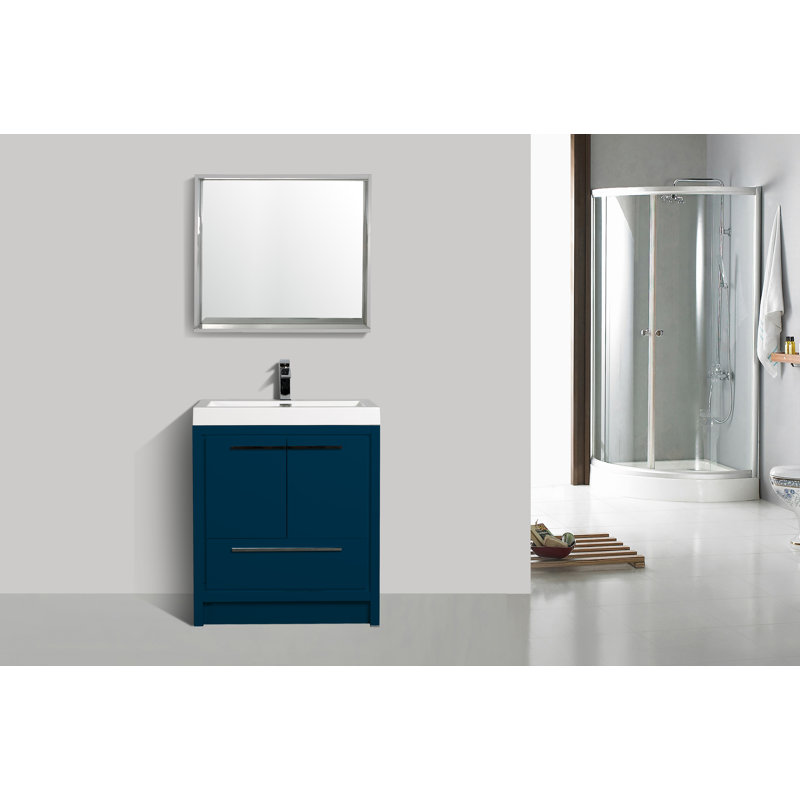 Alma 30'' Blue Paint Single Bathroom Vanity With Acrylic Top