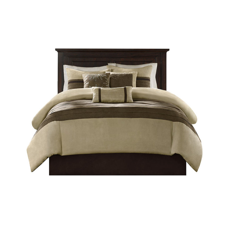 Ensemble de literie en faux suède naturel, style transitionnel doux, grand