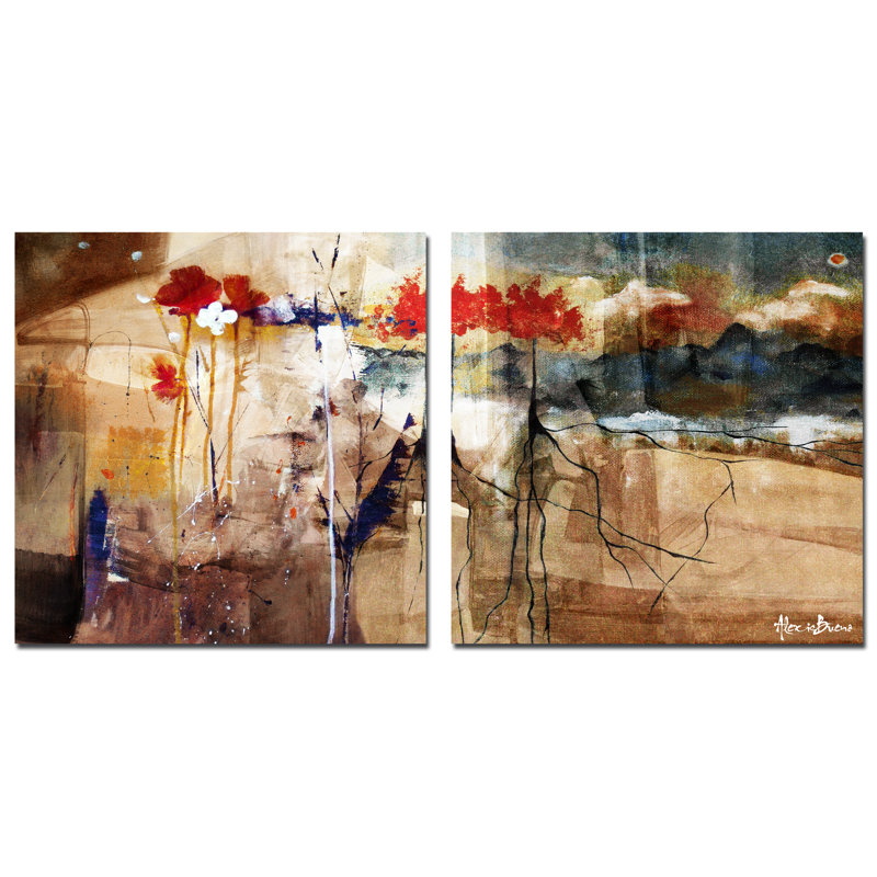 « floral », ensemble de 2 reproductions d’art abstraites sur toiles surdimensionnées