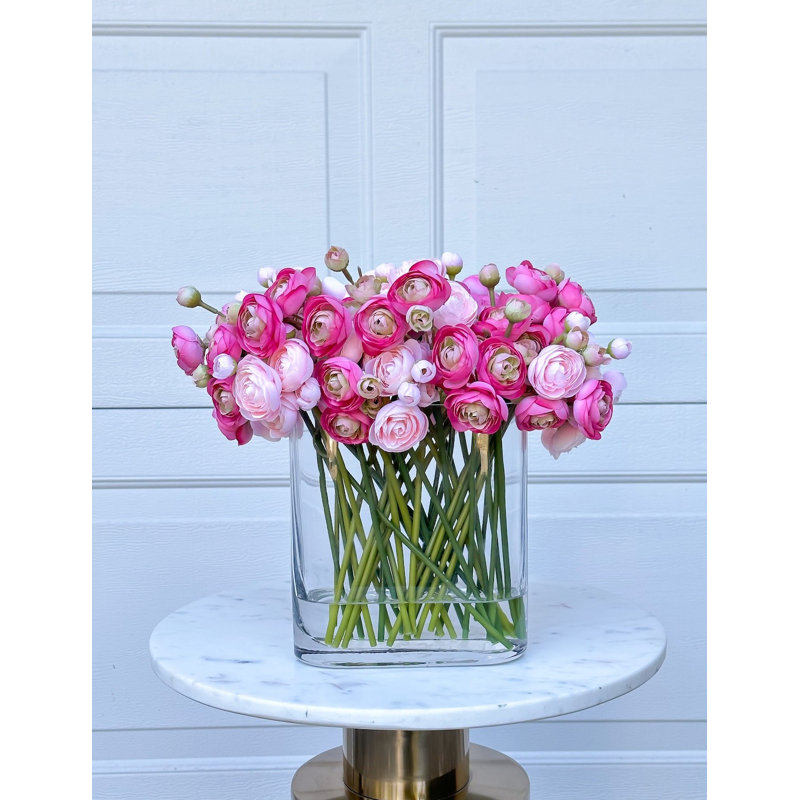 Pink Ranunculus Artificial Centerpiece - Modern French Decor