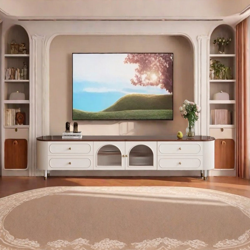 Simple design solid wood TV cabinet, 70.86" W
