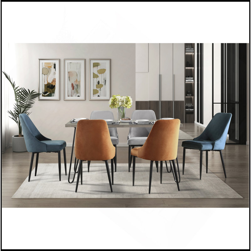Ensemble de 2 chaises de salle à manger modernes en velours moderne, Gris