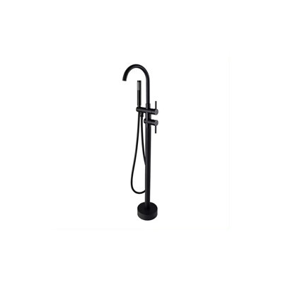 Black Round Freestanding Bath Tap With Shower