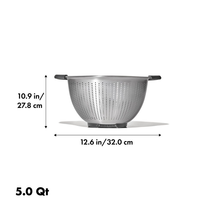 OXO 5 Quart Stainless Steel Colander with Soft-Grip Handles