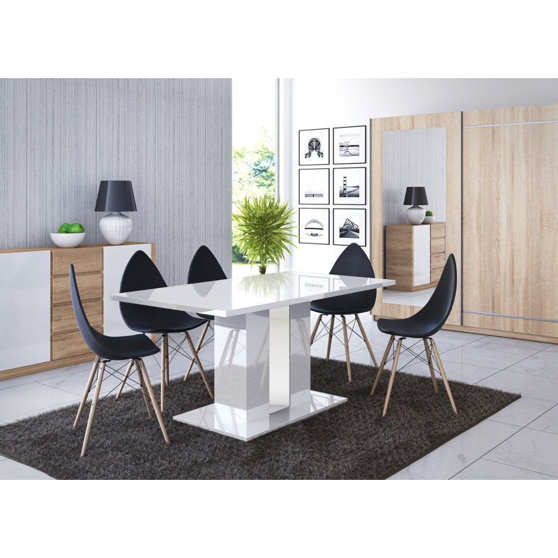Dining Table Reider White Polished, High-Gloss White