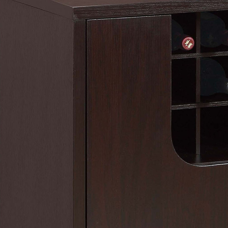 Armoire à vin, support à vin pour 12 bouteilles, 6 cintres en verre, brun cacao