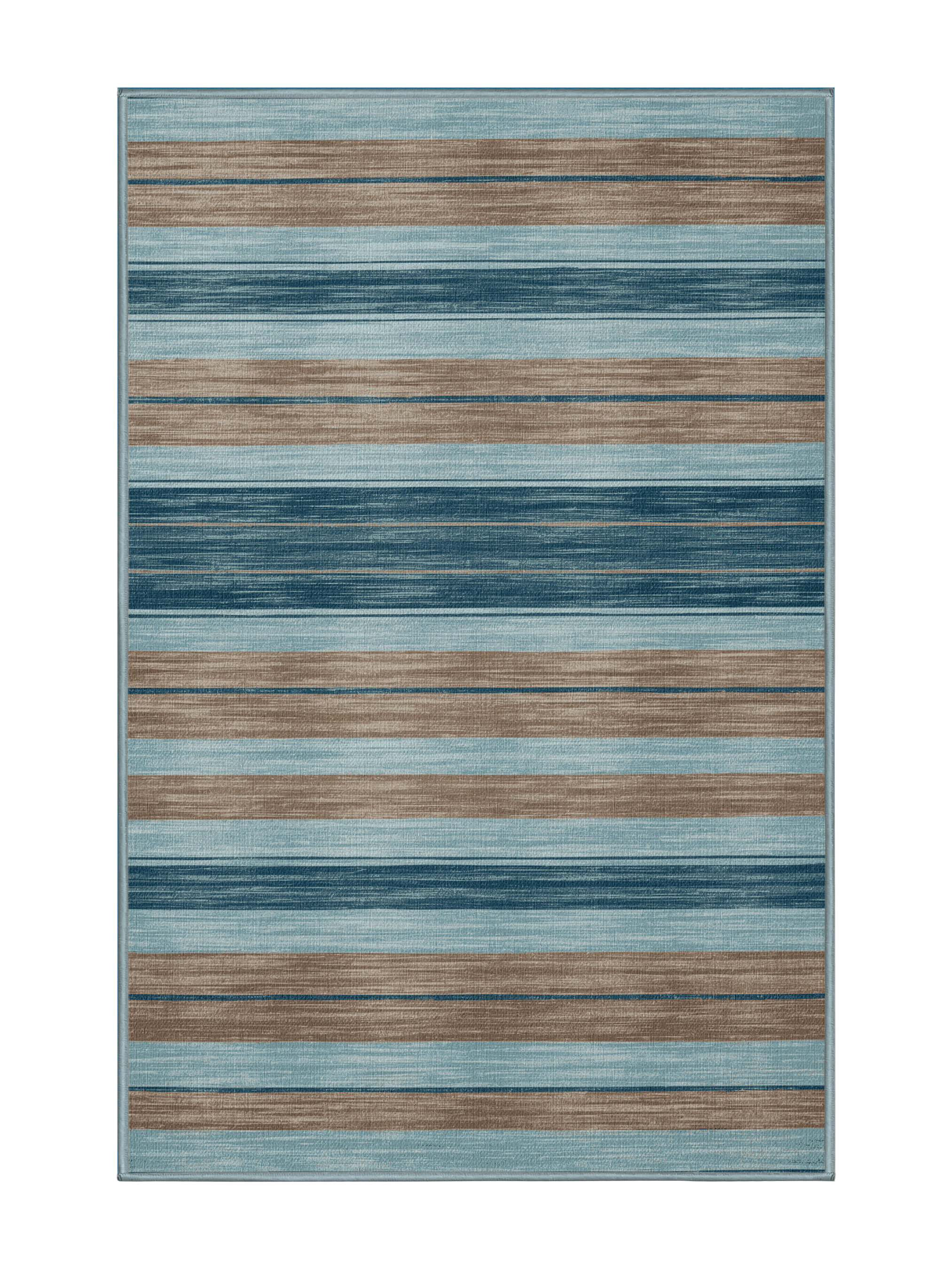 Hokku Designs Machine Washable Horizontal Stripes Blue Area Rug | Wayfair