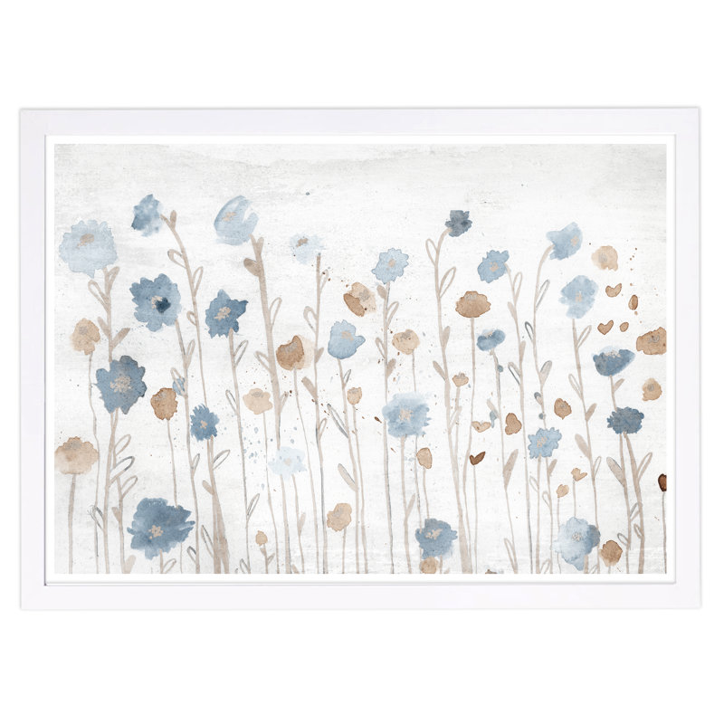 Magnifique croissance bleu clair - reproduction d'art sur toile, H 13 po x l 19 po x p 0,5 po, Cadre blanc