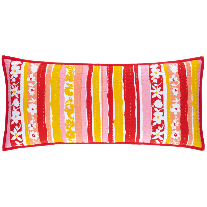 Happy Go Lucky Lumbar Pillow Cover, Yellow/Red