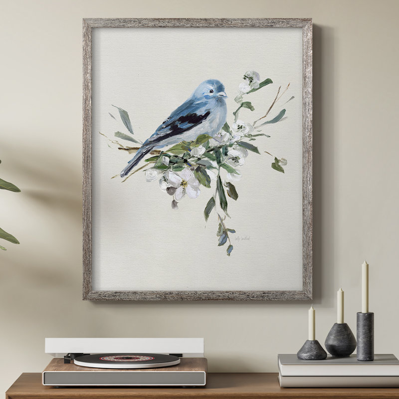 «Bluebird Happy I», reproduction encadrée - bois massif, H 15 po x l 12 po