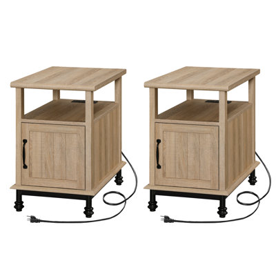 Inness 2 Piece Nightstand With Charging Station,end Table With Adjustable Shelf by Gracie Oaks