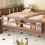 Lit double pour enfants en bois massif avec bibliothèques de rangement, garde-corps et escaliers - Aucun sommier nécessaire, naturel-817890158-817890156