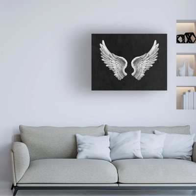Spiritual " Black And White Angel Wings On Black Up "