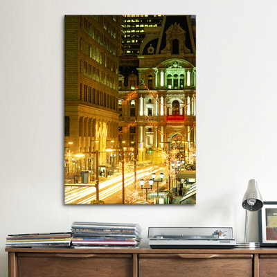 Building Lit Up At Night City Hall, Philadelphia, Pennsylvania, USA by Panoramic Images - Gallery-Wrapped Canvas Giclée