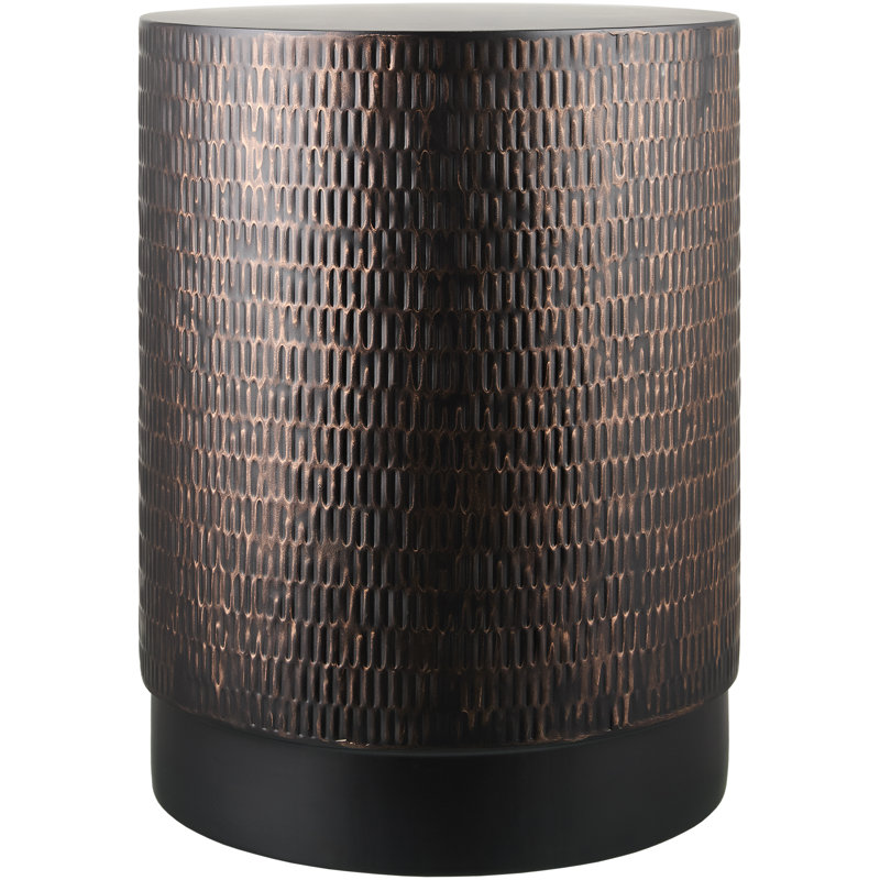 Kennemer Modern Iron End Table, Black/Brown
