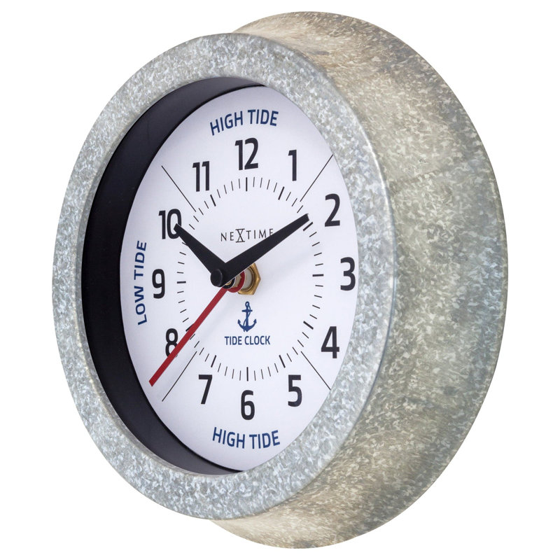 Metal Wall Clock, Silver/White